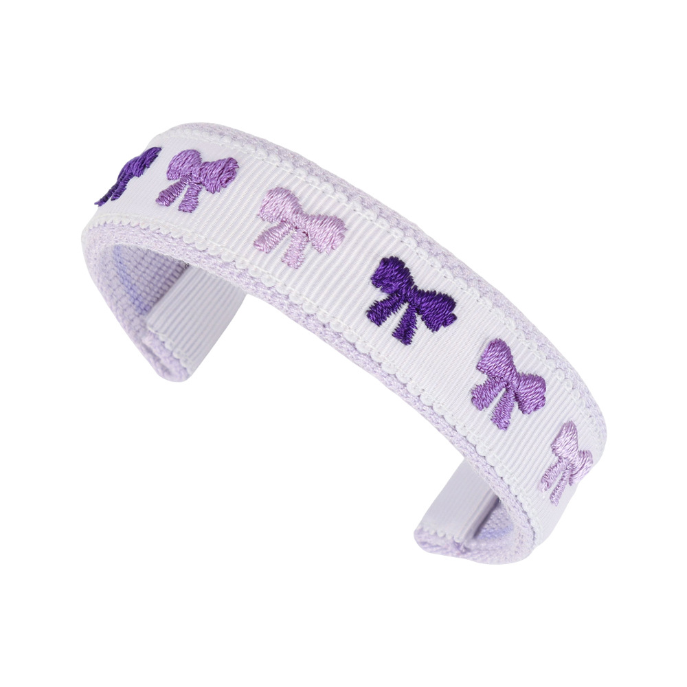 Gradient bow embroidered open bracelet -124
