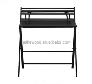 Escritorio de ordenador plegable, 2 niveles con estante, mesa de ordenador portátil de escritorio de estudio que ahorra espacio, escritorio de pie de pieza completa - Product Image 5