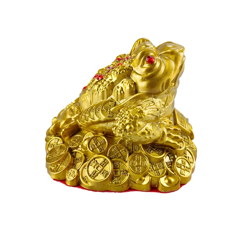 Chinesische traditionelle Glücks tier goldene Farbe Messing Tier Frosch Ornamente Kupfer Mond Statue Metall Glücks produkt