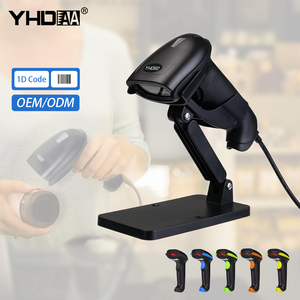 Escáner de código de barras portátil barato con cable 1D con escáner de código de barras de soporte y lector para inventario - Product Image 1