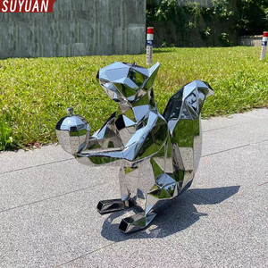 Açık dekorasyon için Modern sanat paslanmaz çelik sincap Sculpture-3D döküm hayvan heykeli - Product Image 2