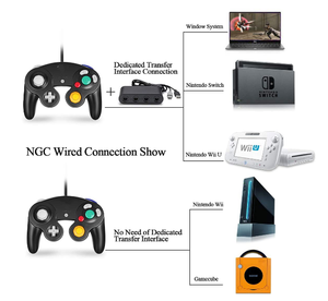 Gamecube Controller,สาย NGC ตัวควบคุม Classic Gamepad จอยสติ๊กสำหรับ Nintendo และ Wii เกมคอนโซลระยะไกลสีดำ - Product Image 4