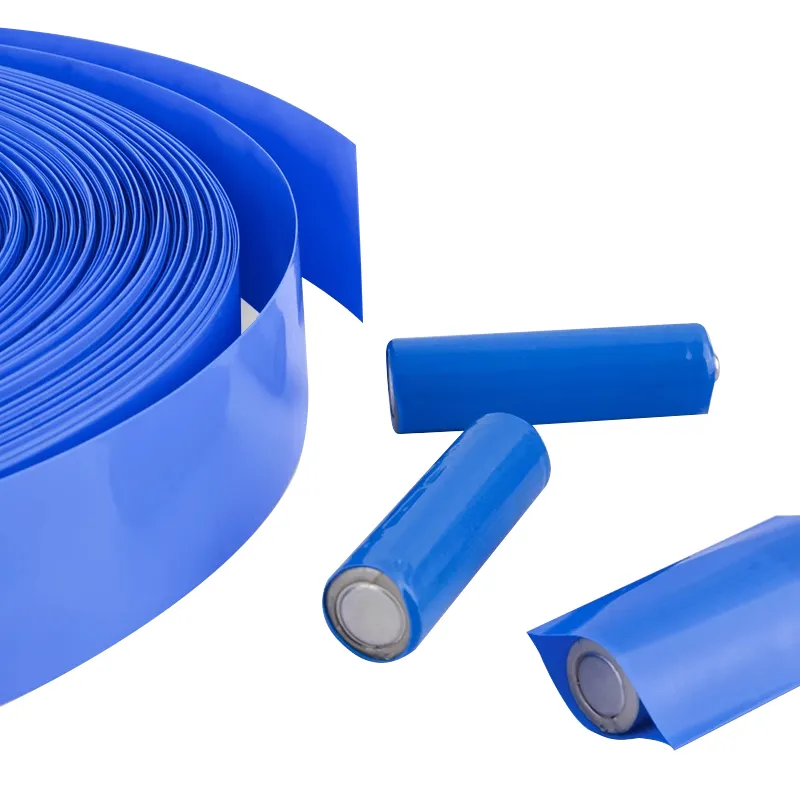 Dalam stok biru PVC menyusut tabung 100mm isolasi Sleeving untuk aksesoris paket baterai tabung panas menyusut