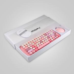 Popular nuevo diseño 84 llaves teclado inalámbrico Mouse Combos 2,4G inalámbrico ronda Punk Mini teclado y ratón para niña regalo