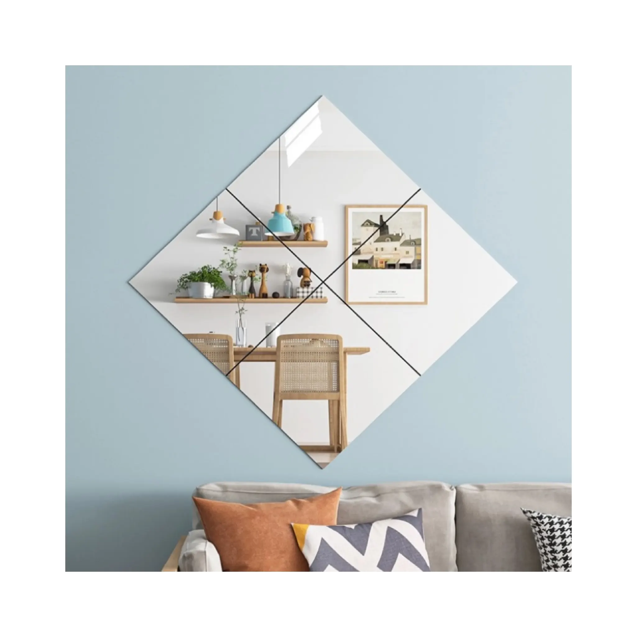 Schlussverkauf Innengefäß-Wand-Aufkleber aus Glas Badverkleidungsspiegel Aufkleber Kunststoff-Papierspiegel selbstklebender benutzerdefinierter Wandspiegel