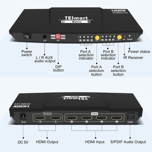 TESmart HDMI Video Matrix Switcher 4 entradas 2 salidas con salida de audio remoto IR 4K60 4x2 HDMI Matrix Switch