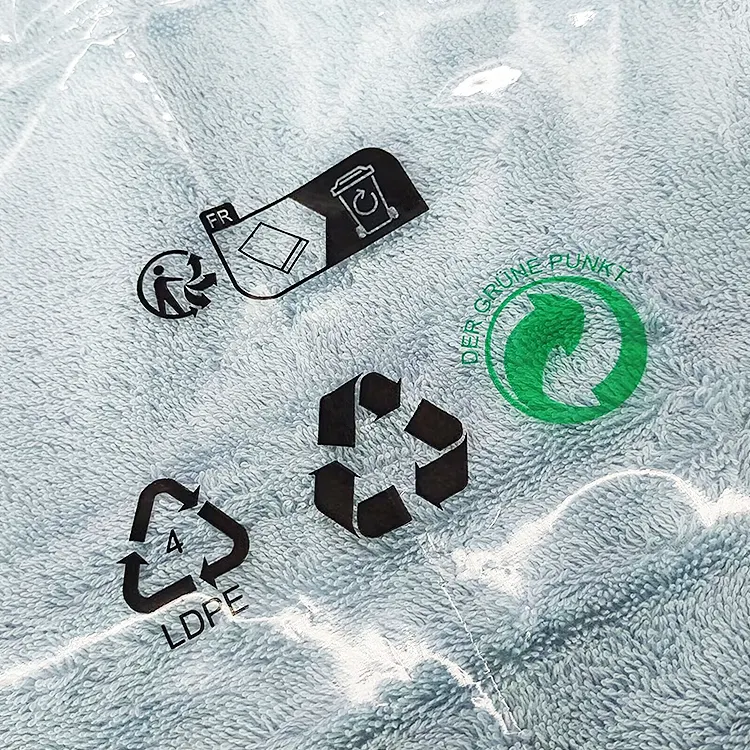 थोक कस्टम लोगो पाली प्लास्टिक बैग कपड़े स्वयं सील बैग कपड़े पैकेजिंग GRS पुनर्नवीनीकरण पीई बैग मुद्रित