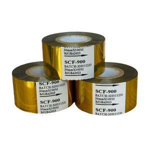 ริบบิ้นฟอยล์เข้ารหัสความร้อนที่มีความคมชัดสูง FC2ทองริบบิ้นถ่ายโอนความร้อนแบบกำหนดเองสำหรับชุดอุปกรณ์ IOT และการทำเครื่องหมายวันที่ผลิต - Product Image 2