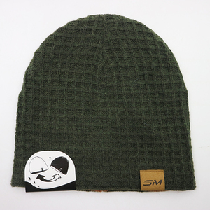 Private Label Reversible Two Side Acrylic Wool Blended Waffle Jacquard Knit Winter Beanie Hat Skull <strong>Toque</strong> With Custom Hang Tag