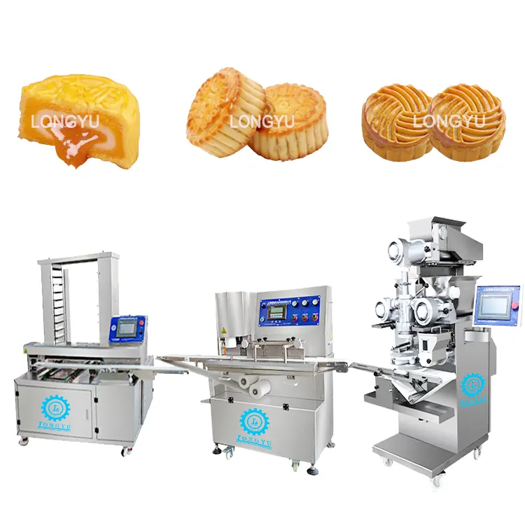 Longyu SV-208A PLC cihazı otomatik moonkek makinesi ay kek yapma makinesi üretim hattı satılık