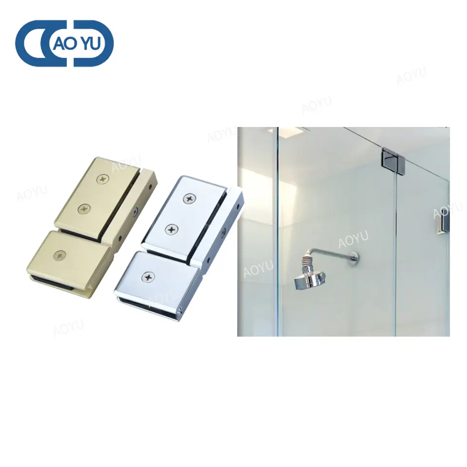 Aoyu 360 degrés quincaillerie en acier inoxydable laiton salle de bain douche avec charnières de porte en verre cranté