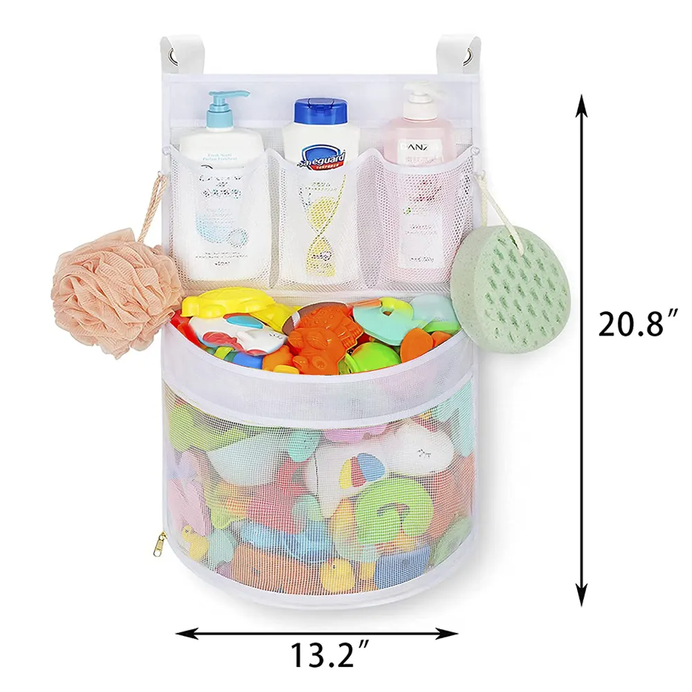 Panier de douche en maille, organisateur de jouets de bain, ventouses murales, filet en maille, sac de rangement pour articles de salle de bain, support d'accessoires de salle de bain P