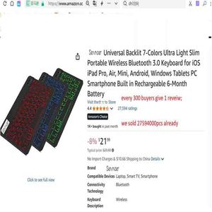 Teclado BT Teclado inalámbrico ultradelgado para iPad Teclado de computadora recargable para IOS Android Windows PC Tabletas Teléfono Negro - Product Image 1