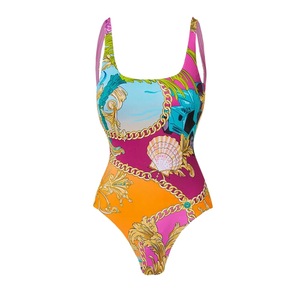在庫カスタムプリントデザイナー女性ツーピース水着ホルターネック水着ビーチサロン - Product Image 2