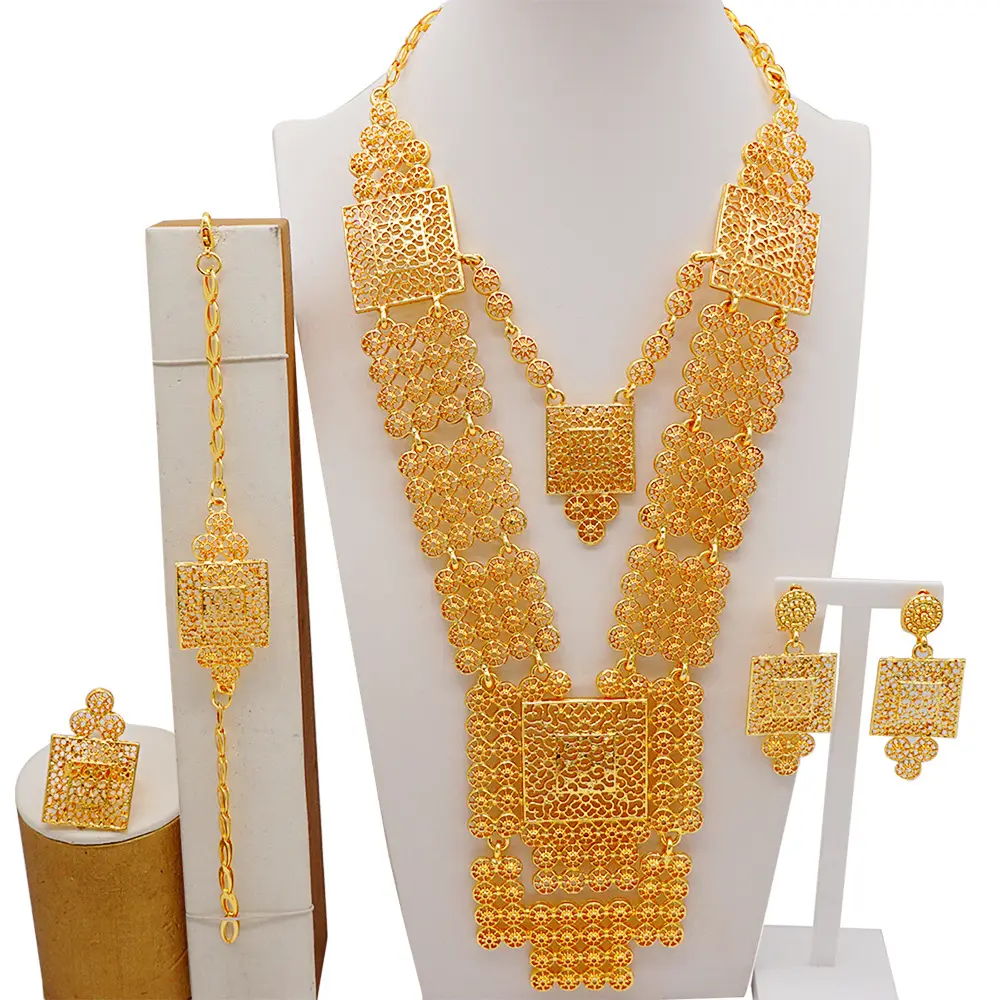 Mehr schicht ige lange Halskette übertrieben Set vergoldet hand gefertigte lange Kette heißer Verkauf in südost asiatischen Schmuck