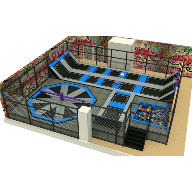 Parque de trampolín de recreación comercial de alta calidad, parque infantil interior, trampolín profesional de tamaño Mini, centro comercial OEM, Plaza