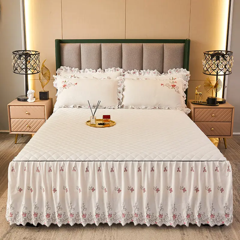 Seprai dan Rok Tempat Tidur Kualitas Tinggi Set Seprai Rumah Ukuran Raja Beludru Seprai Bed Cover