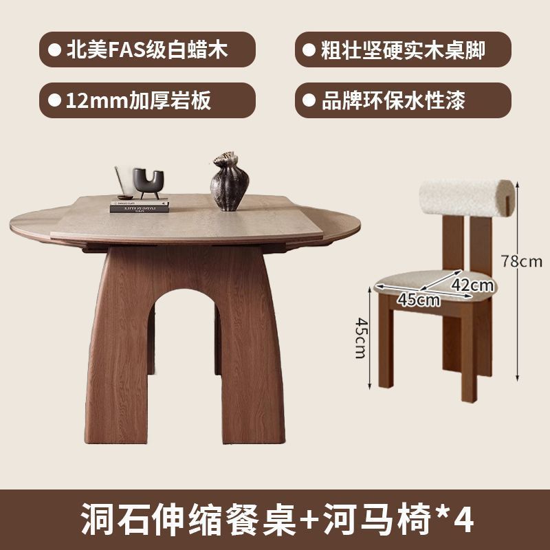 Mesa de comedor extensible Travertine y 4 sillas Hippo
