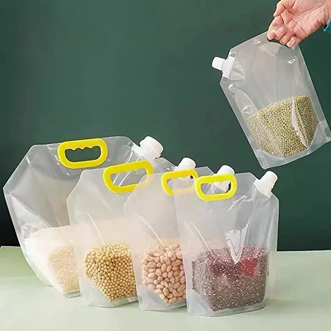 Contenedores herméticos de almacenamiento de alimentos para cocina DS1423, contenedor de cereales, bolsa sellada a prueba de humedad, bolsas de almacenamiento de granos transparentes