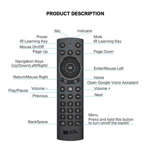 Factory Wholesale Backlit Voice IR Learning <strong>Remote</strong> Control for Smart TV Box - Product Image 6