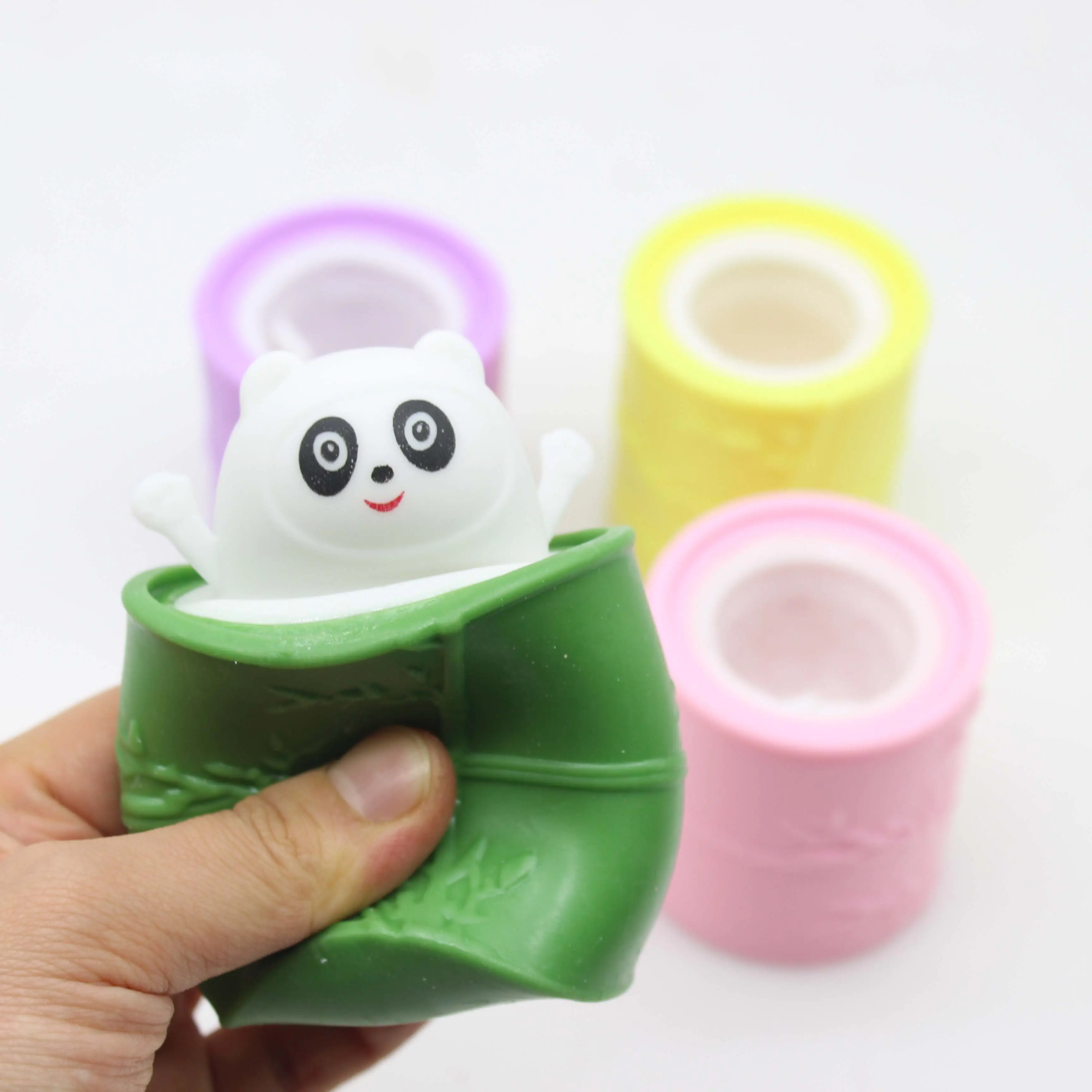Mainan pereda stres, gambar panda bambu lucu, cubit musik remas, mainan pereda stres
