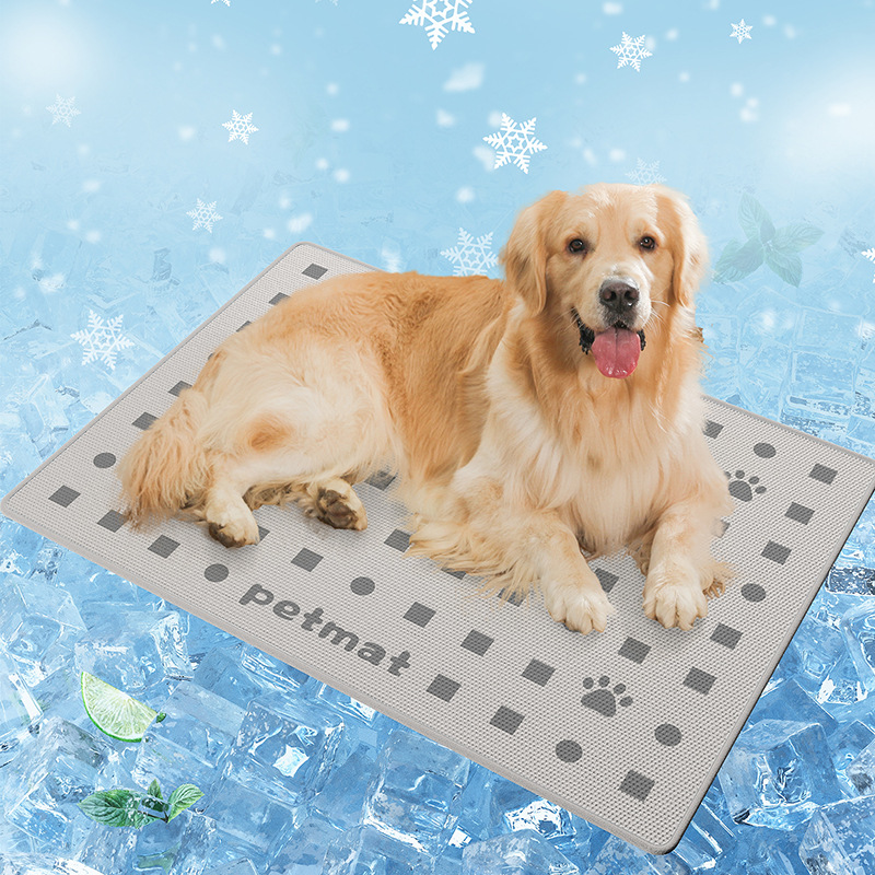 Tapis pour animaux de compagnie en soie glacée - Gris clair tacheté