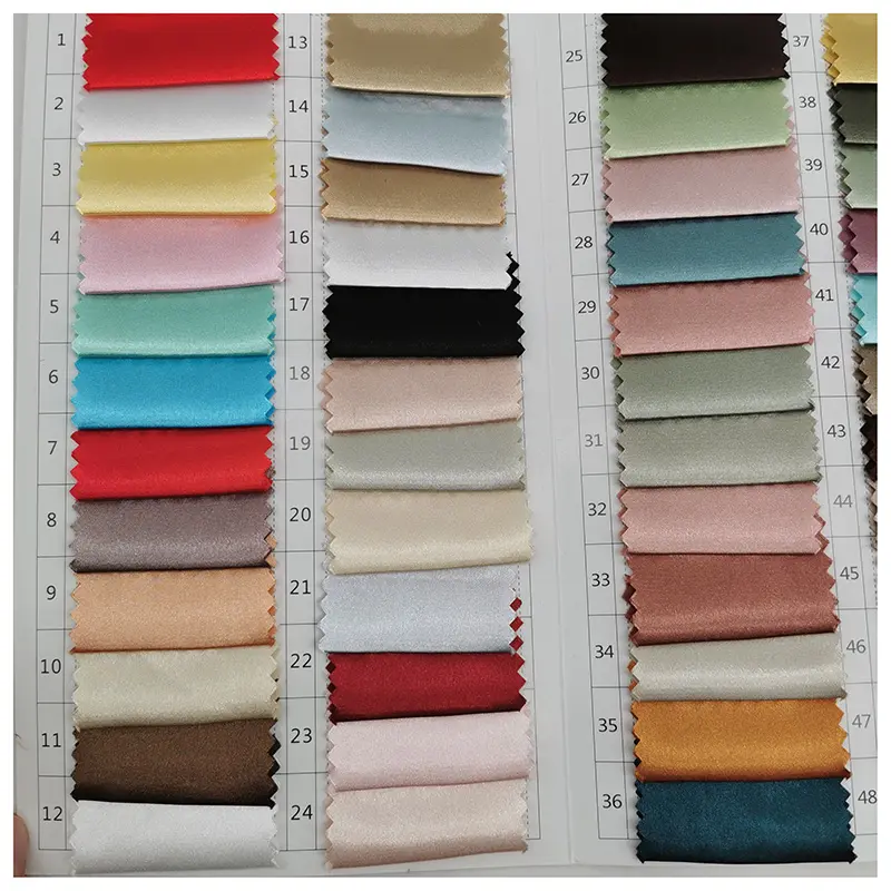 Tecido de cetim de poliéster spandex, tecido elástico de cetim brilhante, imitado em seda, tecido de cetim