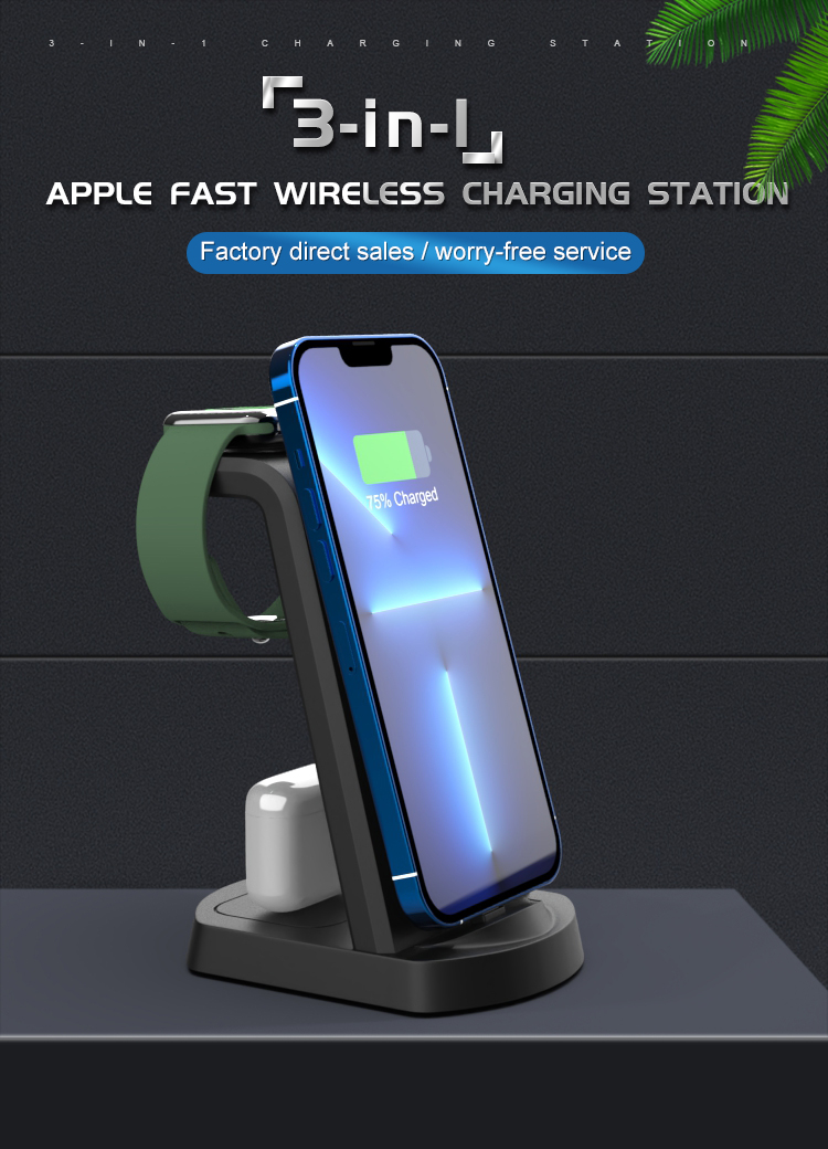 Hot Sale 3 In 1 Wireless Charger Stand Phone Holder 15w 3 In1 Wireless Charger