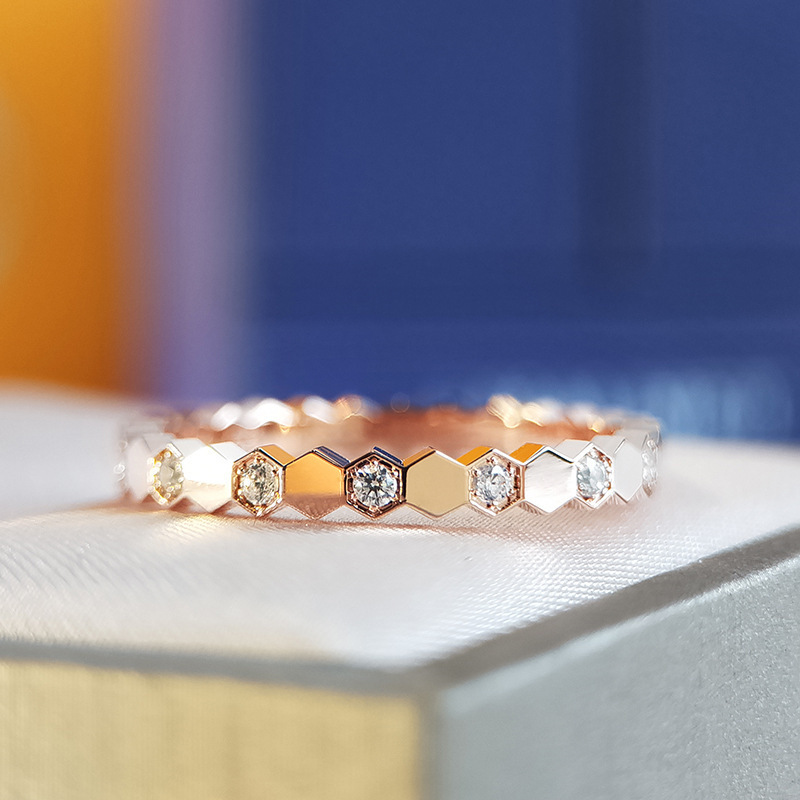 F627 Rose Gold Half Ring Diamond