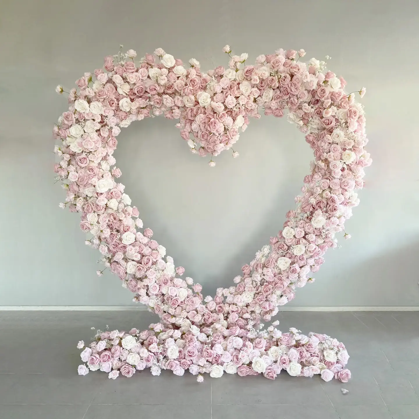 Decoração de casamento em forma de coração flor artificial rosa arco em forma de coração flor artificial