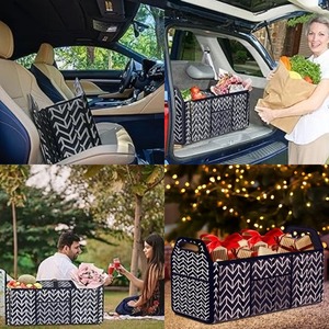 Araba gövde organizatörü, SUV için 3 bölmeli katlanabilir saklama kutusu yalıtım soğutucu çanta araç organizatör bölücü - Product Image 5