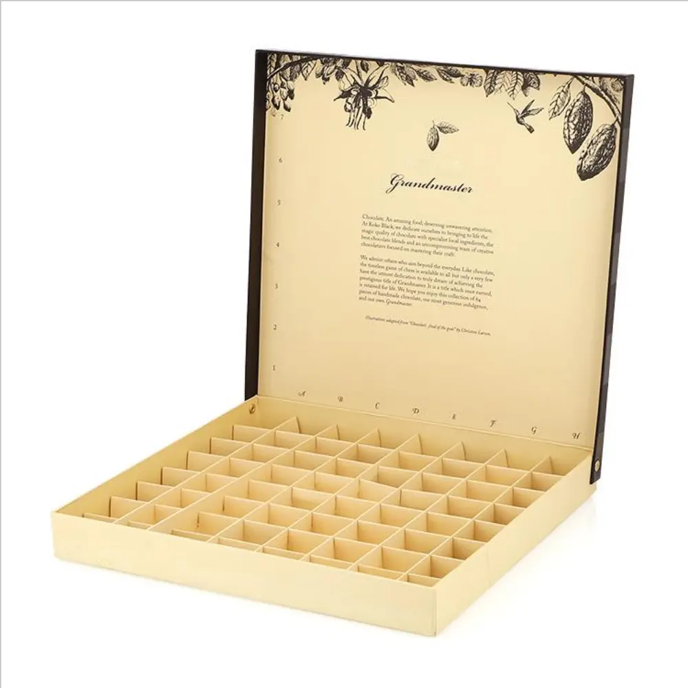 Boîte d'emballage de chocolat de bonbons magnétique vide avec logo en feuille d'or Boîte d'emballage de chocolat personnalisée en carton avec séparateurs