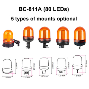 80 LED dönen Strobe Beacon uyarı lambası 5 inç boru montaj ile dönen ışık düzene geniş voltaj 12V 24V 10-30V DC - Product Image 6