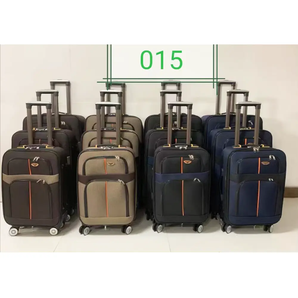 Wholesale Good Quality Spinner Wheel Roller Bag 4 Wheels Soft Nylon Luggage With Pocket