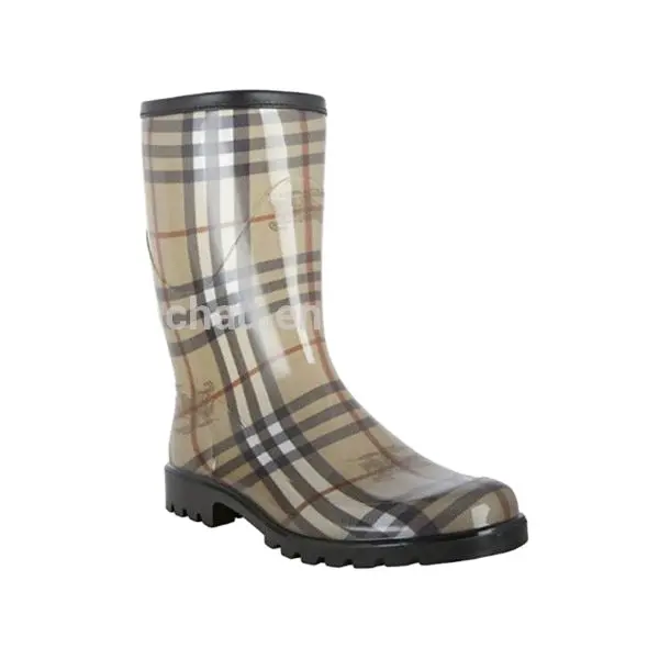 usa fashion brown plaid rain boots for men