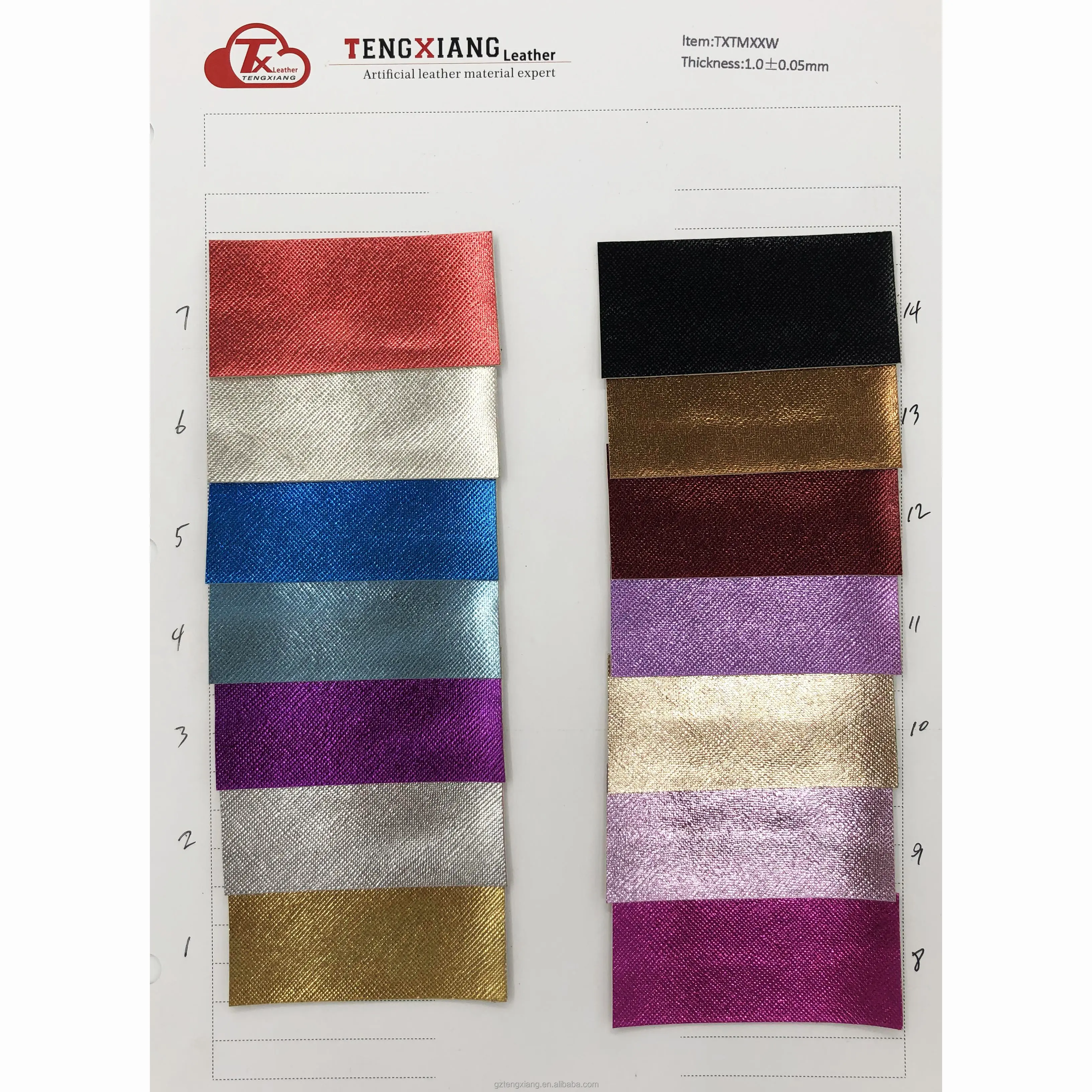 Tissu en cuir PVC cuir artificiel le film non-tissé tissu palm print film métallique 1.0mm peut être utilisé pour fabriquer des sacs et des chaussures