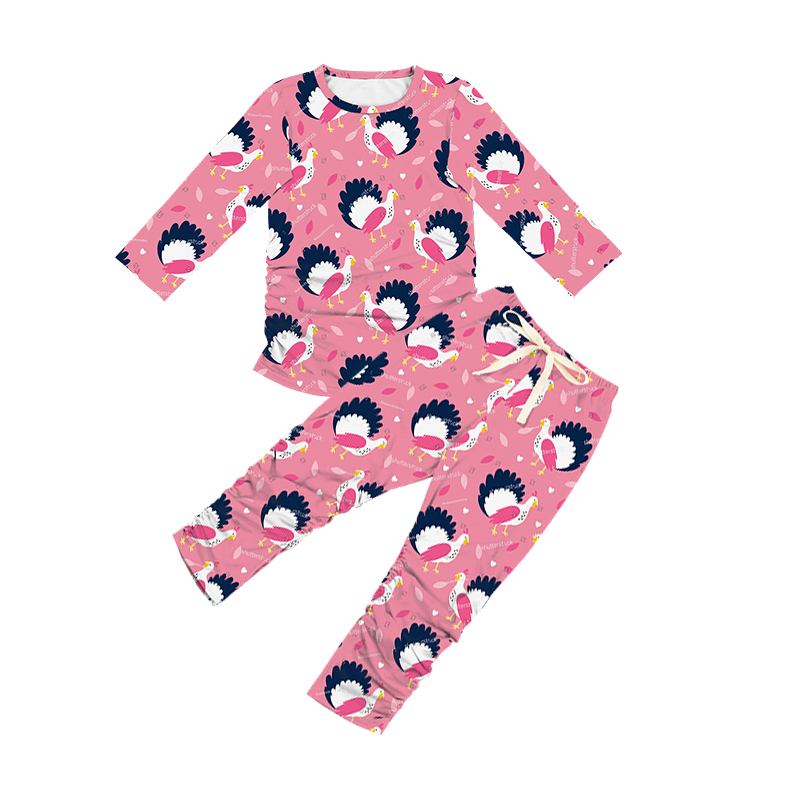 Estampado de Pavo de Dibujos Animados Rosa