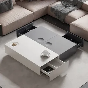 汎用性スタイリッシュなデザインセンターテーブルスクエアネストモジュラーリンクコーヒーテーブル引き出し付き - Product Image 1