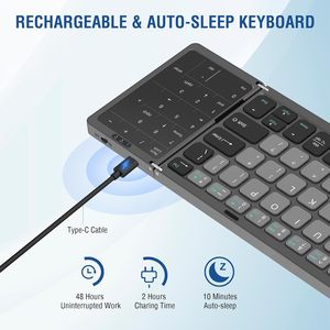 Ultra-Thin Portable Wireless Foldable <strong>Keyboard</strong> Touch Pad <strong>Number</strong> Pad Rechargeable <strong>USB</strong> Bluetooth Mechanically Compatible Android - Product Image 6