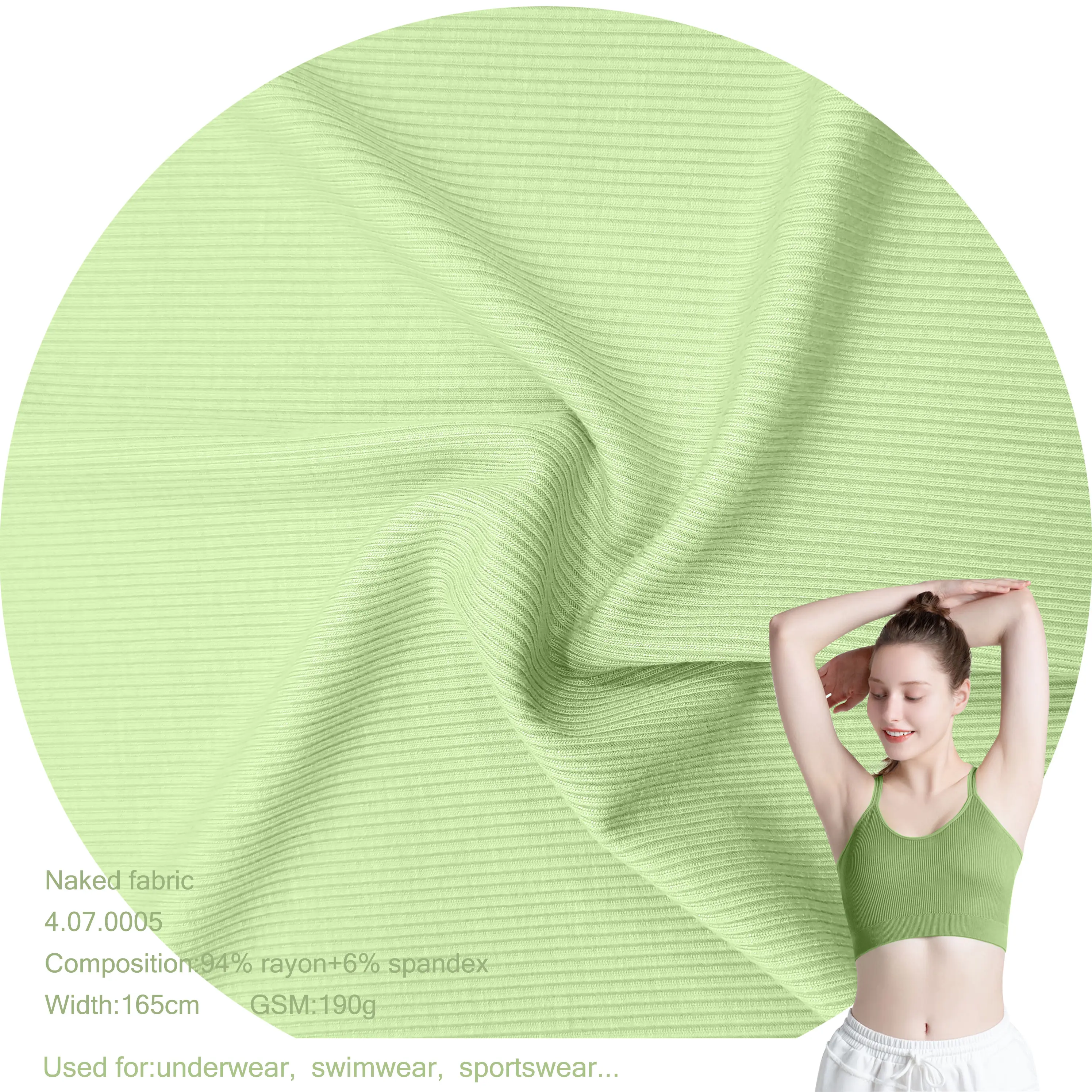 Fábrica 2*2 94% rayón 6% spandex 30D transpirable fresco secado rápido tejido elástico ropa interior sujetadores telas