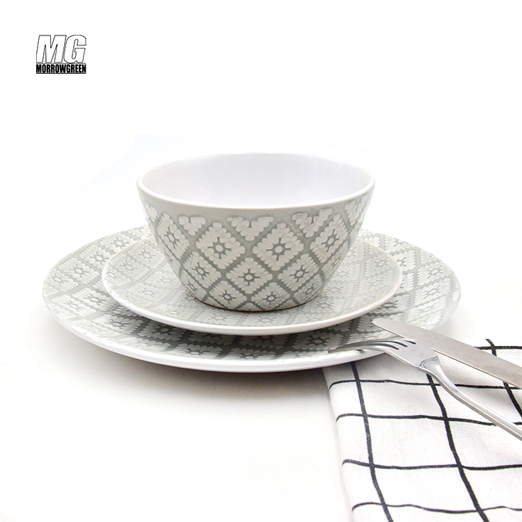 luxury tableware juego de vajillas porcelana silk screen pad printing kitchen dinnerset 16 pcs dinnerware ceramic dinner set