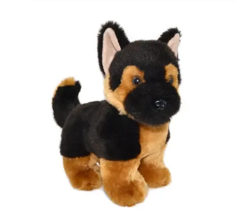 free sample 1pc simulation German Shepherd dog black dog/Stationary Plush custom dog Toy/realistic plush black dog toy