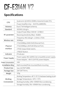 COMFAST M2 M5 300Mbps 2.4GHz CF-E314N V2เสาอากาศ2 * 14dBi ในตัวสะพาน WIFI ทางไกล CPE ไร้สายกลางแจ้ง - Product Image 4