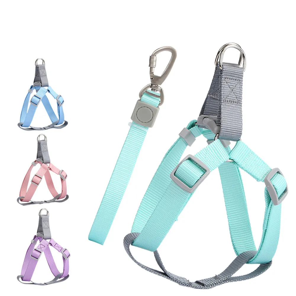 Manufacturer Wholesale Multi-colors Adjustable Nylon Dog Harness Leash set