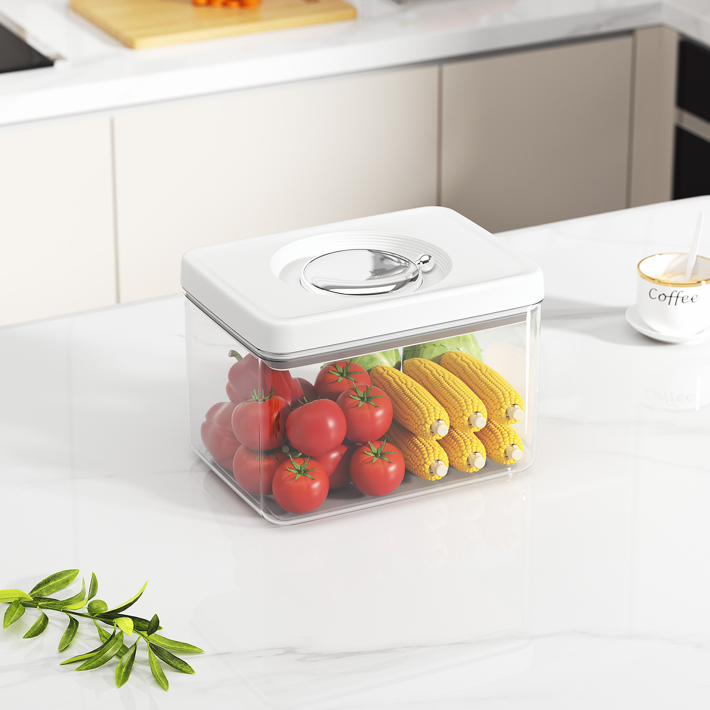 3.1L rectangular refrigerator storage box with lever