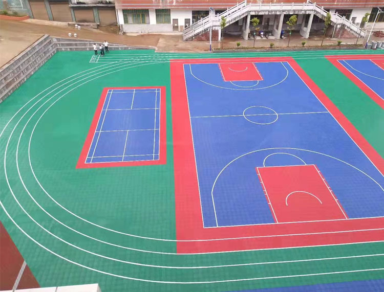High Quality Interlocking Tiles Futsal Floor PP Plastic Suspended Modular Indoor Purple Yellow Green Hockey Basketball Red White