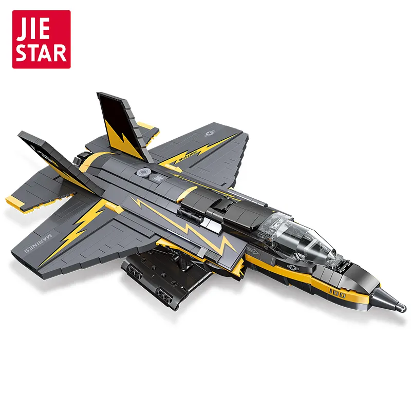 JIESTAR oyuncak 1268 adet Enlighten eğitim F-35B yıldırım II avcı askeri uçak modeli yapı taşı seti Diy tuğla Juguet
