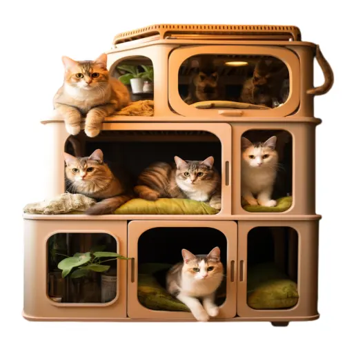 Casa de gato respirável de madeira maciça, gaiola para gatos, armário para animais de estimação com luzes e armário de armazenamento, ideal para gatos