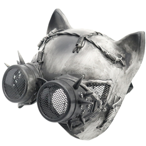 หน้ากากแมวสยองขวัญสไตล์สตีมพังค์ไซเบอร์พังค์พร้อมแว่นตาสำหรับงานแต่งงานหรืองานปาร์ตี้ฮาโลวีน - Product Image 3