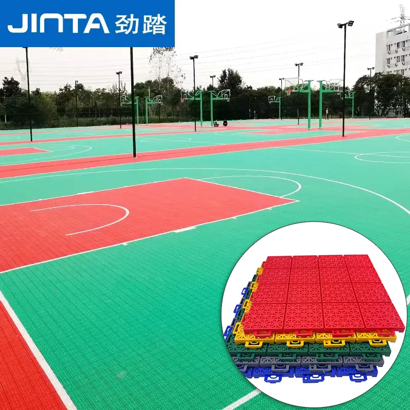 Pp suspendeu plástico exterior bloqueio quadra de basquete/quadra de tênis/Futsal Court Assembly Flooring para telhas do esporte ao ar livre